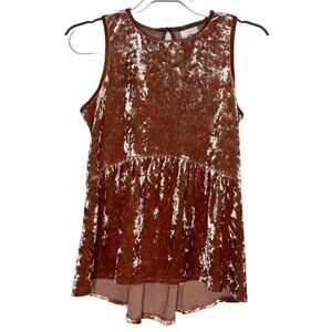 Knox Rose Crushed Velvet Sleeveless Top XS Boho
